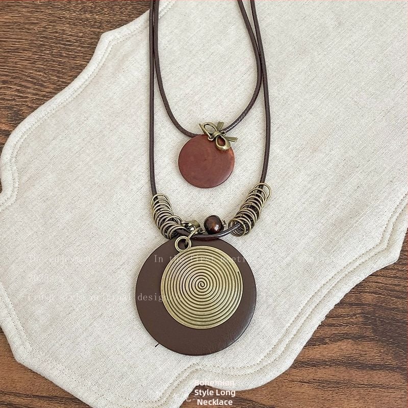 Ilga sieviešu kaklarota ar ģeometrisku piekari, korejiešu stila, cinka sakausējums, pavasaris 2025