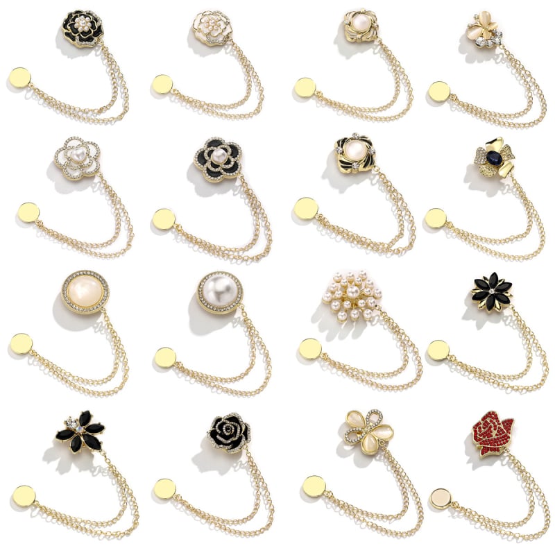 Priedų komplektas: grandinė su magnetine spyna, šilkinis šalikas su gėlių motyvu, paprastas moteriškas stilius, deimantų įtvirtinimas, elektroplatinavimas