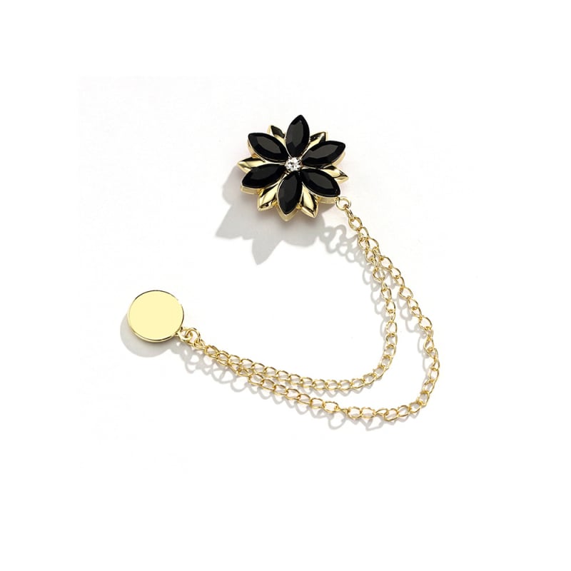 Priedų komplektas: grandinė su magnetine spyna, šilkinis šalikas su gėlių motyvu, paprastas moteriškas stilius, deimantų įtvirtinimas, elektroplatinavimas