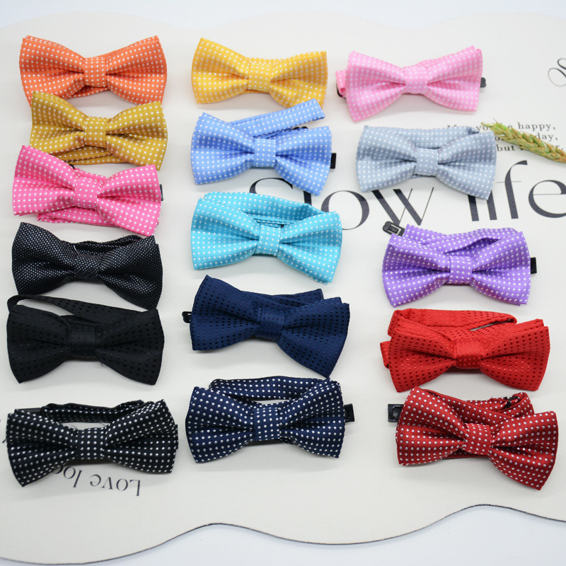 Gyerekeknek szóló pöttyös papion, koreai stílusú, jacquard szövés, poliészter anyag