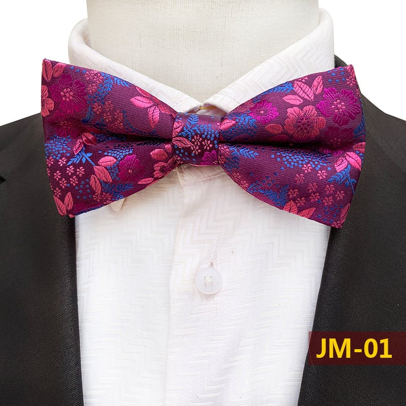Muška leptir mašna s floralnim uzorkom, poliester vlakno, ravna glava, unisex