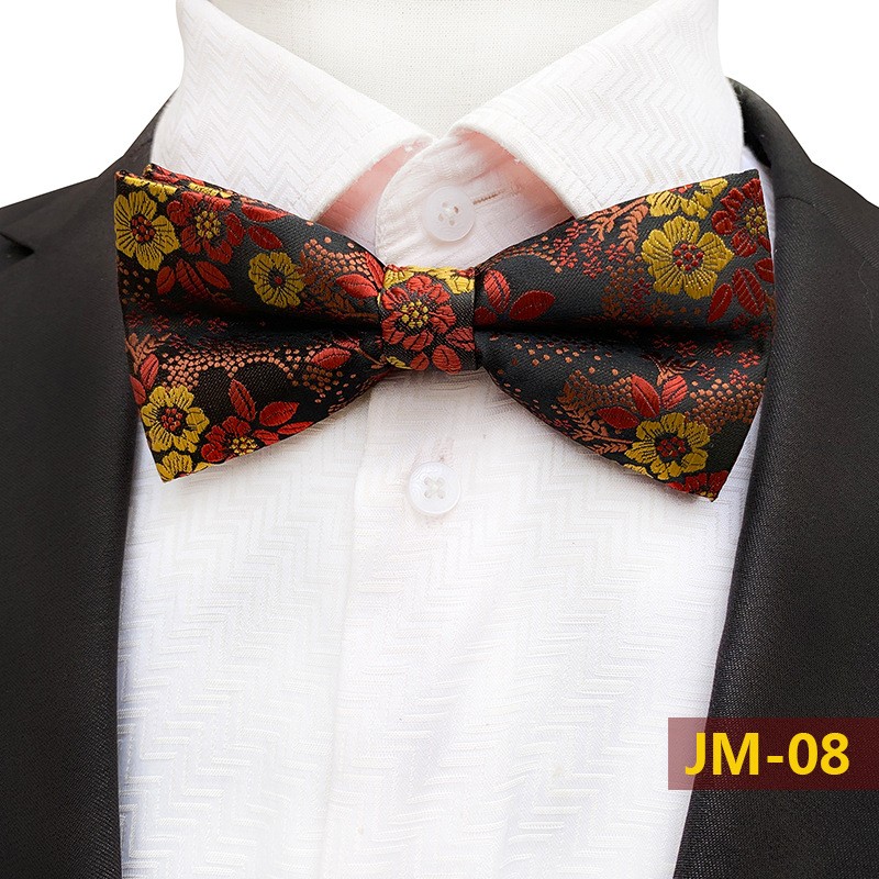 Muška leptir mašna s floralnim uzorkom, poliester vlakno, ravna glava, unisex