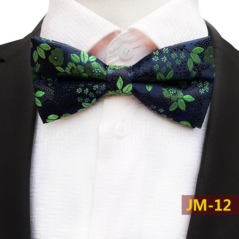 Muška leptir mašna s floralnim uzorkom, poliester vlakno, ravna glava, unisex
