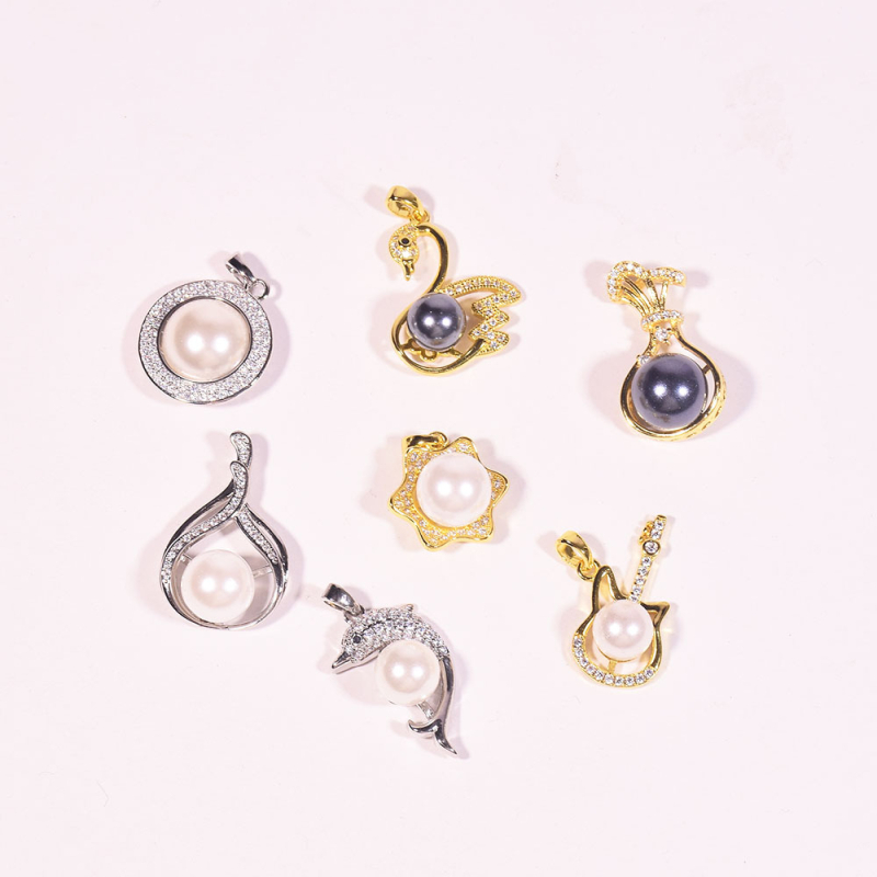 Kriauklių karoliukų geometrijškas pakabukas grandinėlė, įkvėpta korėjietiško stiliaus, poliruota danga