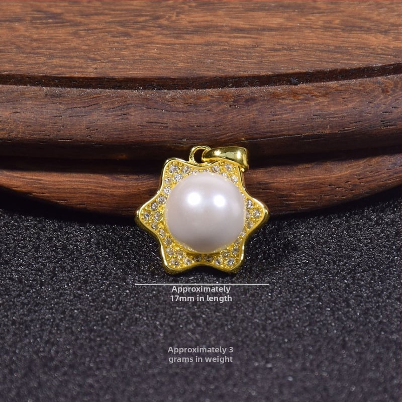 Kriauklių karoliukų geometrijškas pakabukas grandinėlė, įkvėpta korėjietiško stiliaus, poliruota danga