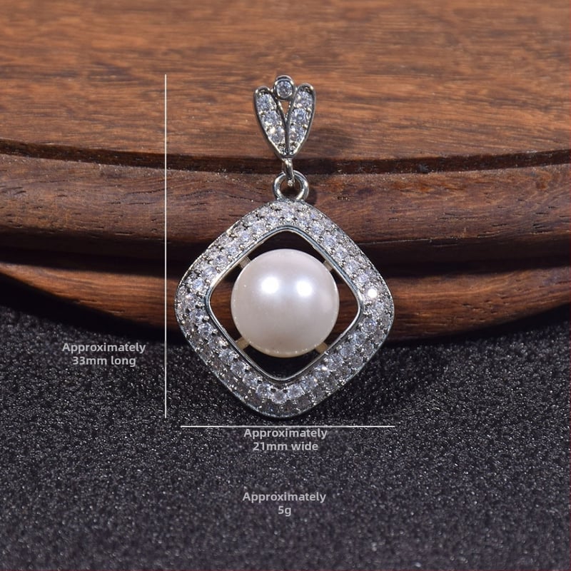 Kriauklių karoliukų geometrijškas pakabukas grandinėlė, įkvėpta korėjietiško stiliaus, poliruota danga