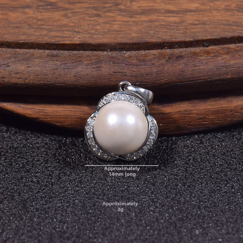 Kriauklių karoliukų geometrijškas pakabukas grandinėlė, įkvėpta korėjietiško stiliaus, poliruota danga