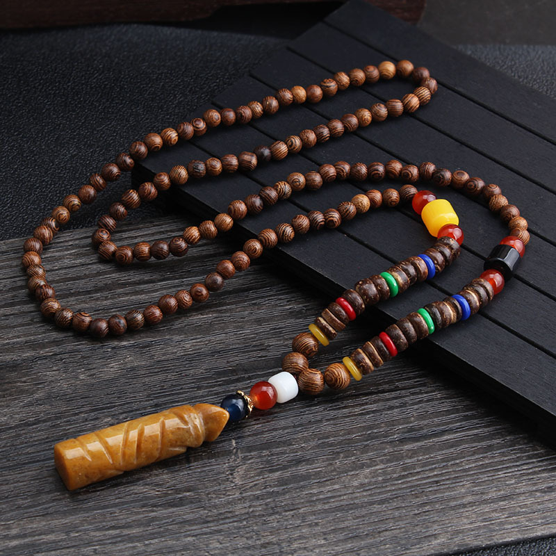 Unisex ogrlica etničkog stila s Bodhi smolom od smole, kuglični lanac, duljina 51–80 cm, ručna izrada