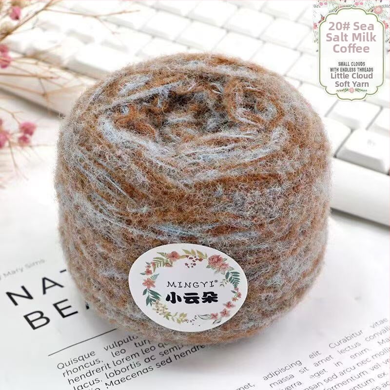 6-szálas Marshmallow mousse fonal horgoláshoz és kézi kötéshez — semi-worsted, felhő-szerű textúra tejwafla