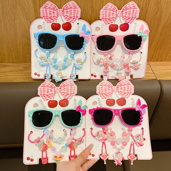 7 dalių rankų darbo plastiko plaukų aksesuarų rinkinys mergaitei, animacinio lėlytės stilius, princesių serija, nuo 3 metų