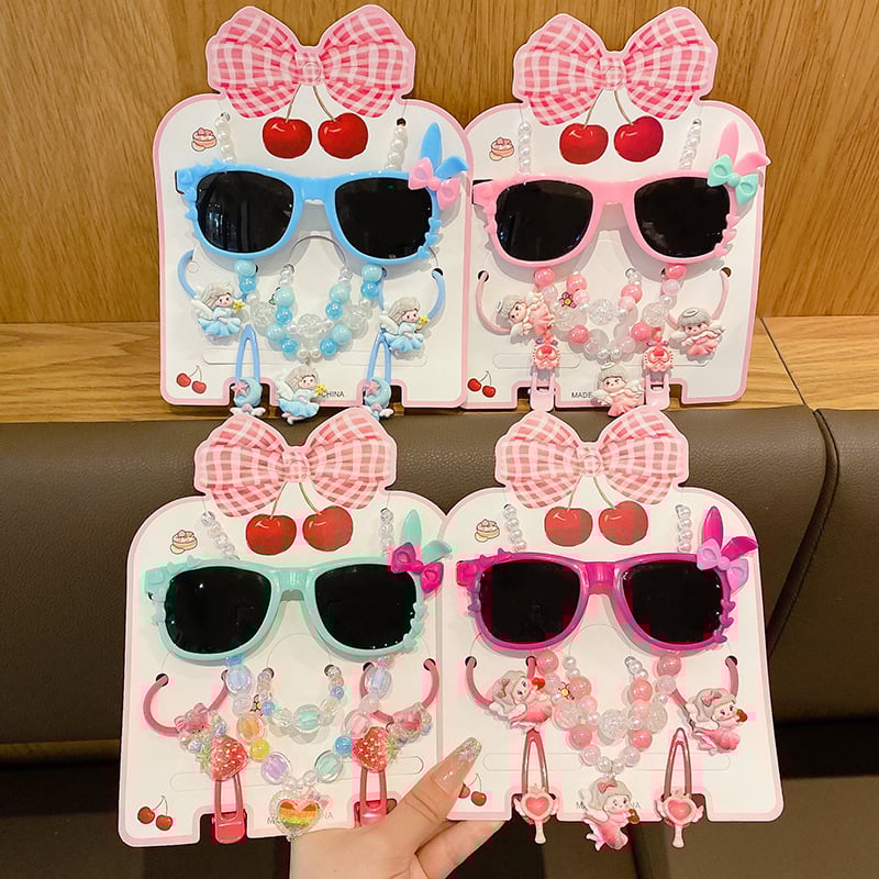 7 dalių rankų darbo plastiko plaukų aksesuarų rinkinys mergaitei, animacinio lėlytės stilius, princesių serija, nuo 3 metų