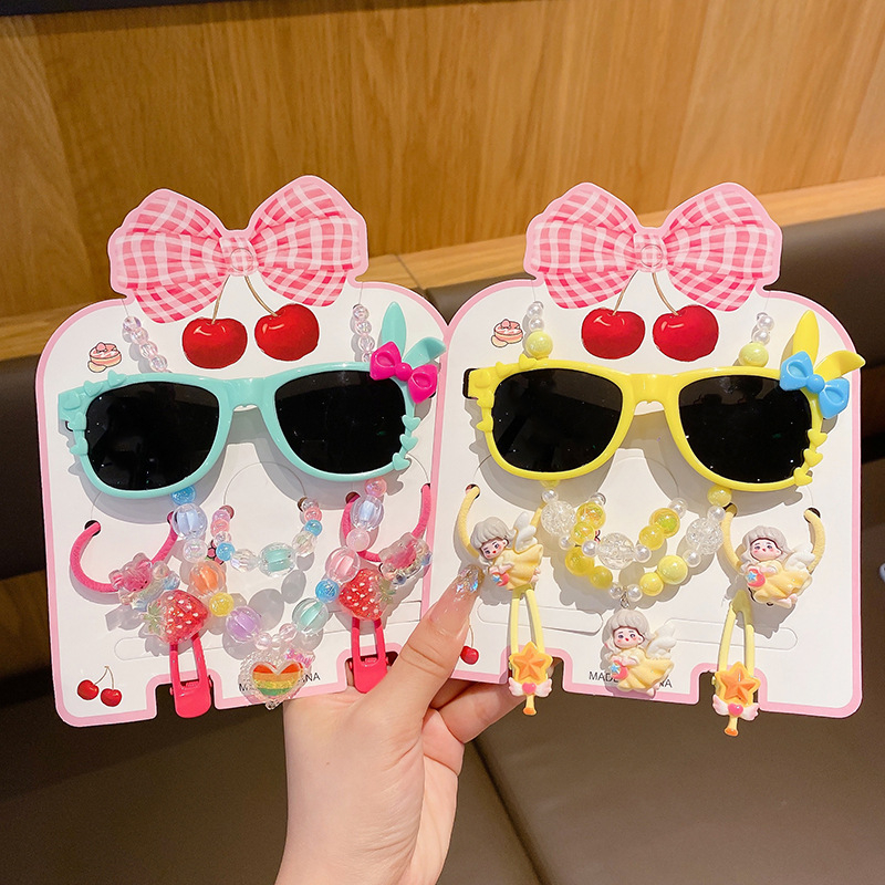 7 dalių rankų darbo plastiko plaukų aksesuarų rinkinys mergaitei, animacinio lėlytės stilius, princesių serija, nuo 3 metų