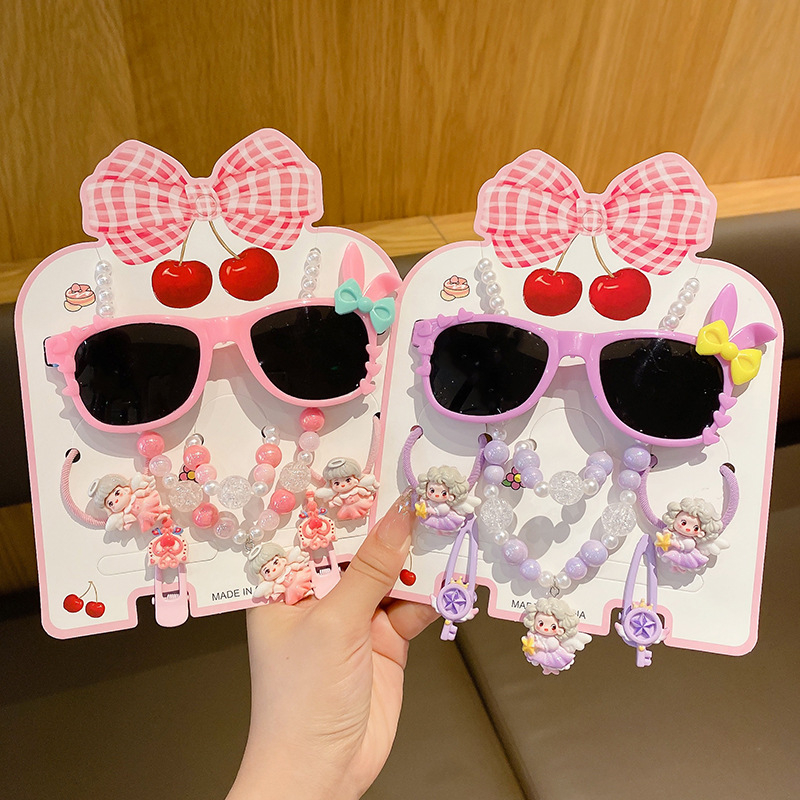 7 dalių rankų darbo plastiko plaukų aksesuarų rinkinys mergaitei, animacinio lėlytės stilius, princesių serija, nuo 3 metų