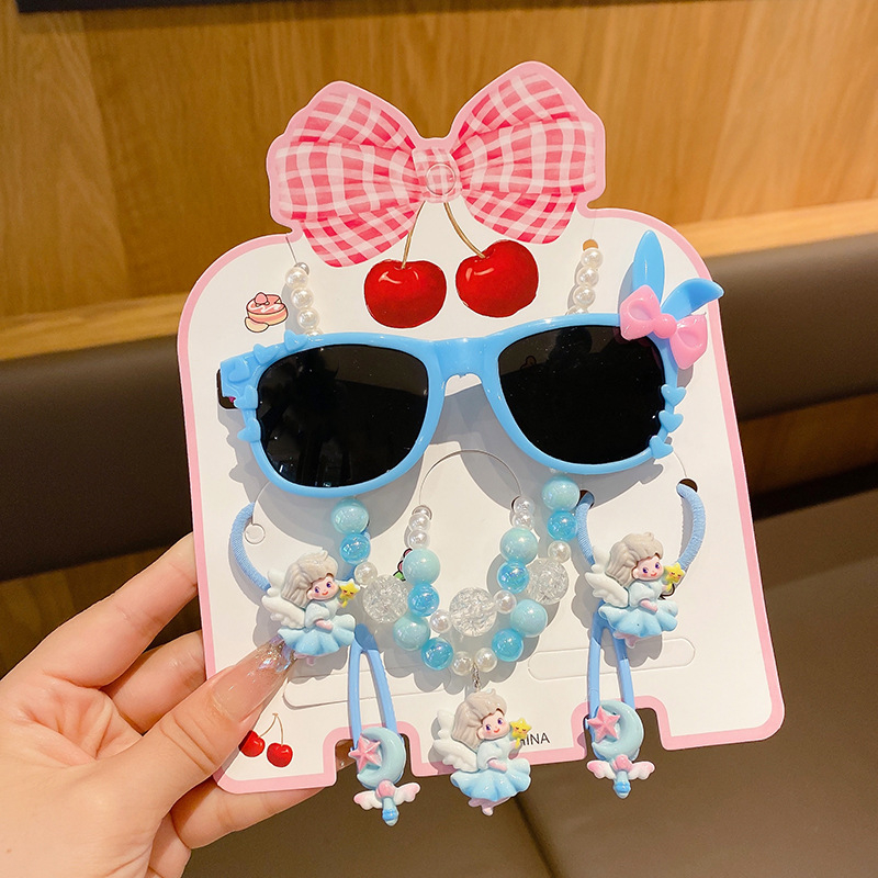 7 dalių rankų darbo plastiko plaukų aksesuarų rinkinys mergaitei, animacinio lėlytės stilius, princesių serija, nuo 3 metų