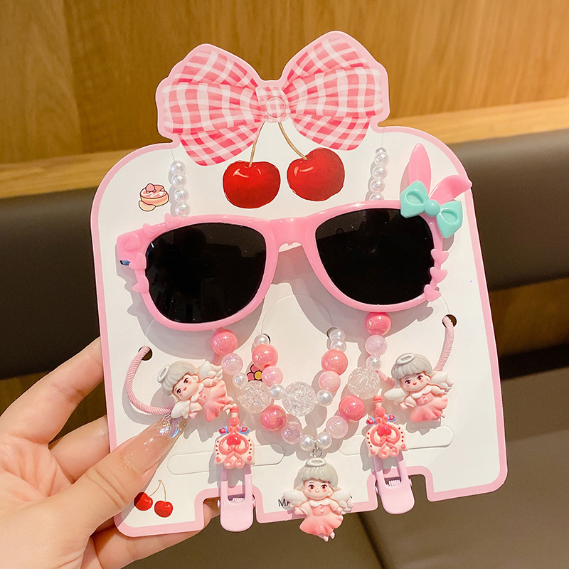 7 dalių rankų darbo plastiko plaukų aksesuarų rinkinys mergaitei, animacinio lėlytės stilius, princesių serija, nuo 3 metų