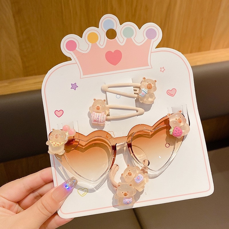 7 dalių rankų darbo plastiko plaukų aksesuarų rinkinys mergaitei, animacinio lėlytės stilius, princesių serija, nuo 3 metų