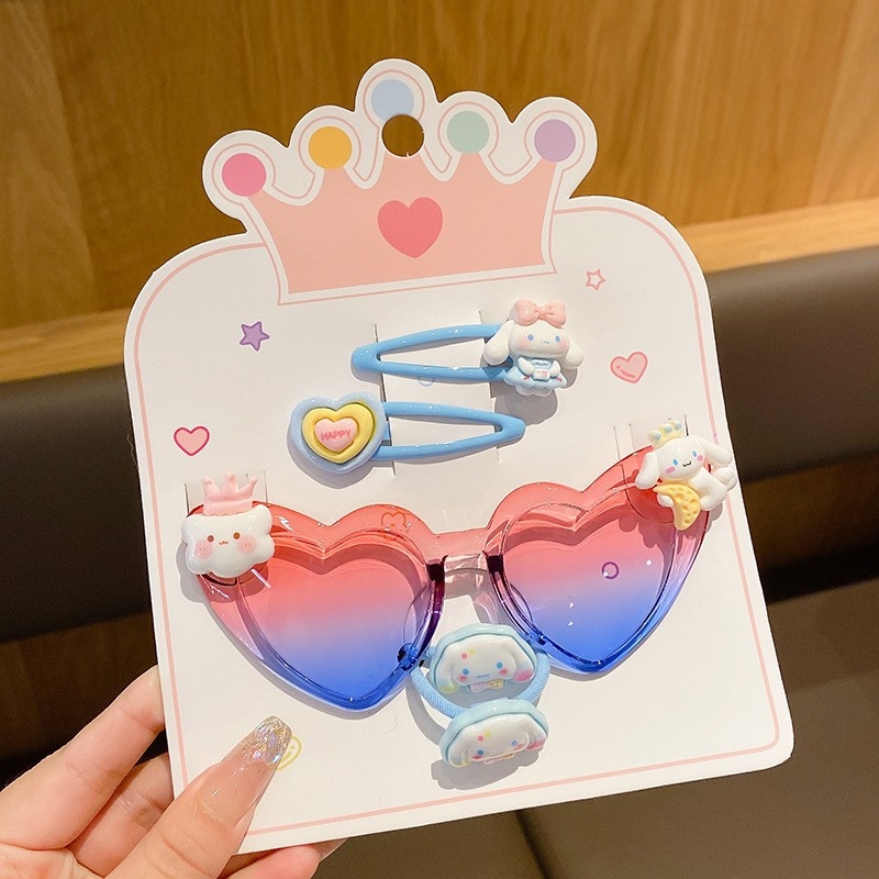 7 dalių rankų darbo plastiko plaukų aksesuarų rinkinys mergaitei, animacinio lėlytės stilius, princesių serija, nuo 3 metų