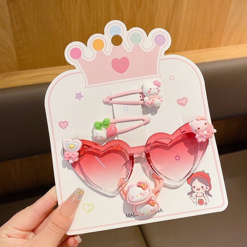 7 dalių rankų darbo plastiko plaukų aksesuarų rinkinys mergaitei, animacinio lėlytės stilius, princesių serija, nuo 3 metų