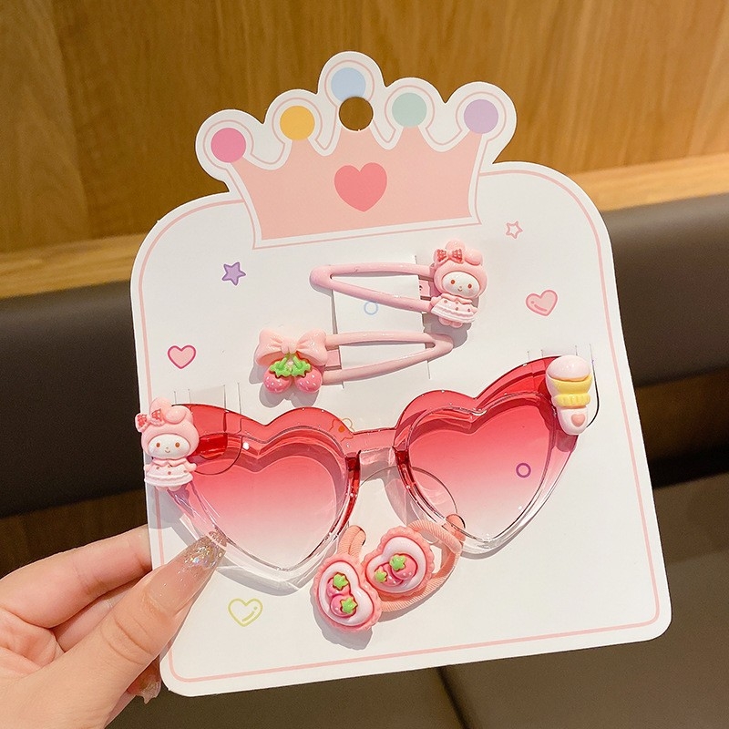 7 dalių rankų darbo plastiko plaukų aksesuarų rinkinys mergaitei, animacinio lėlytės stilius, princesių serija, nuo 3 metų