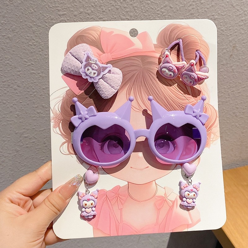 7 dalių rankų darbo plastiko plaukų aksesuarų rinkinys mergaitei, animacinio lėlytės stilius, princesių serija, nuo 3 metų