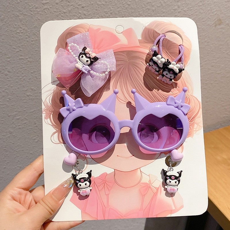 7 dalių rankų darbo plastiko plaukų aksesuarų rinkinys mergaitei, animacinio lėlytės stilius, princesių serija, nuo 3 metų