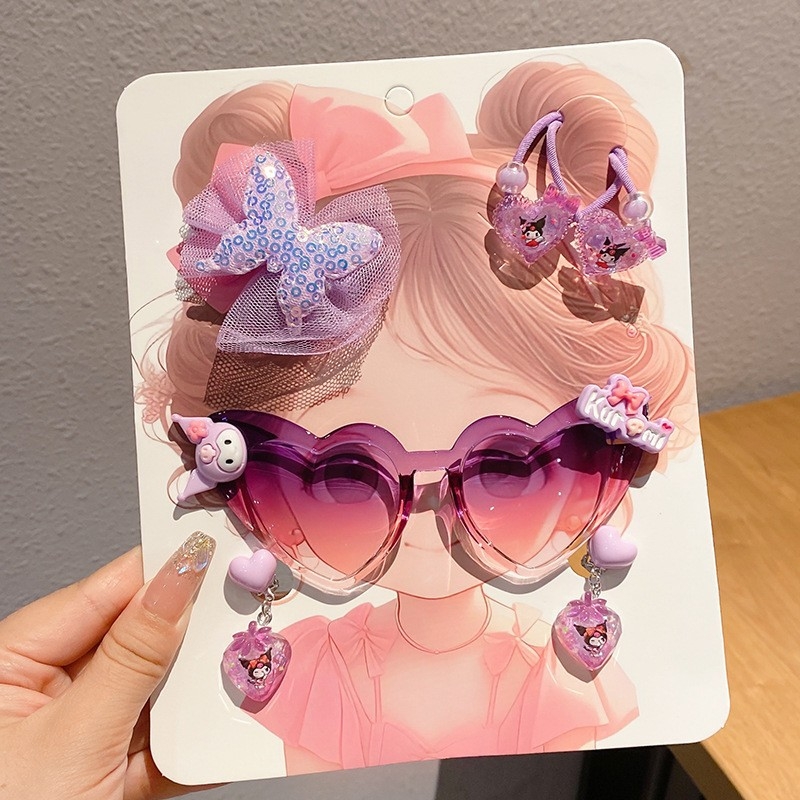 7 dalių rankų darbo plastiko plaukų aksesuarų rinkinys mergaitei, animacinio lėlytės stilius, princesių serija, nuo 3 metų