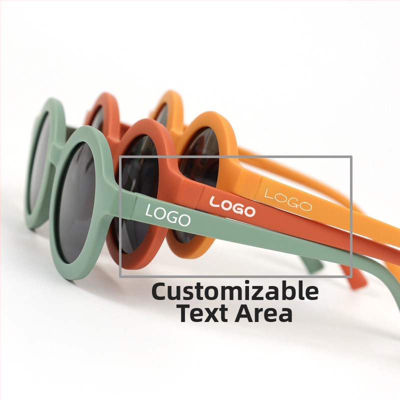 Detské slnečné okuliare s kruhovým rámom zo silikónu, UV400 ochrana, polarizované TAC šošovky, plný rám, materiál rámu: TPEE