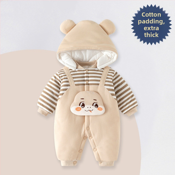 Žiemos storas kūdikio kombinezonas su nuimamu gobtuvu, ilgom rankovėm