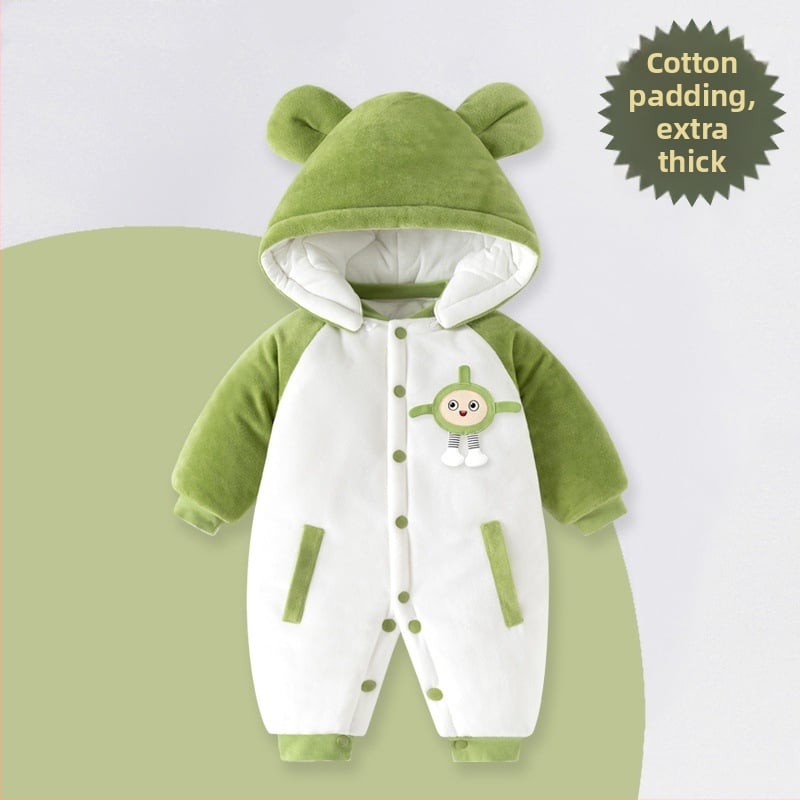Žiemos storas kūdikio kombinezonas su nuimamu gobtuvu, ilgom rankovėm