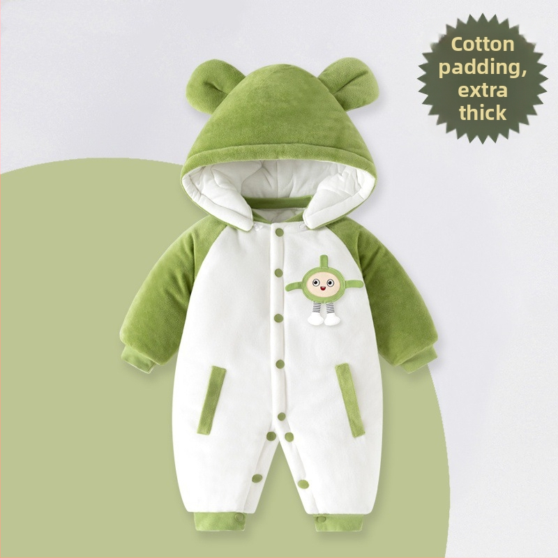 Žiemos storas kūdikio kombinezonas su nuimamu gobtuvu, ilgom rankovėm