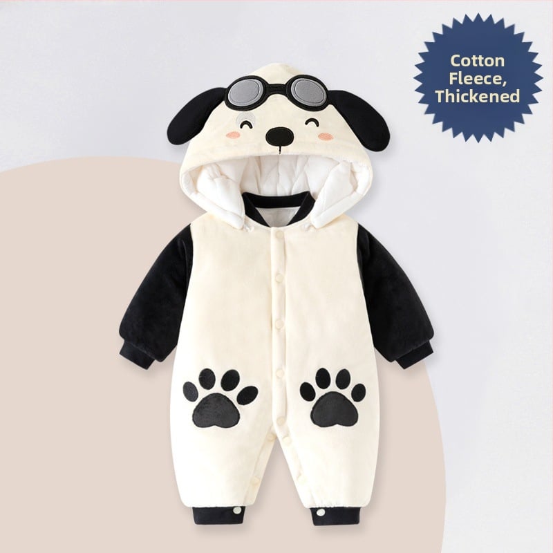 Žiemos storas kūdikio kombinezonas su nuimamu gobtuvu, ilgom rankovėm