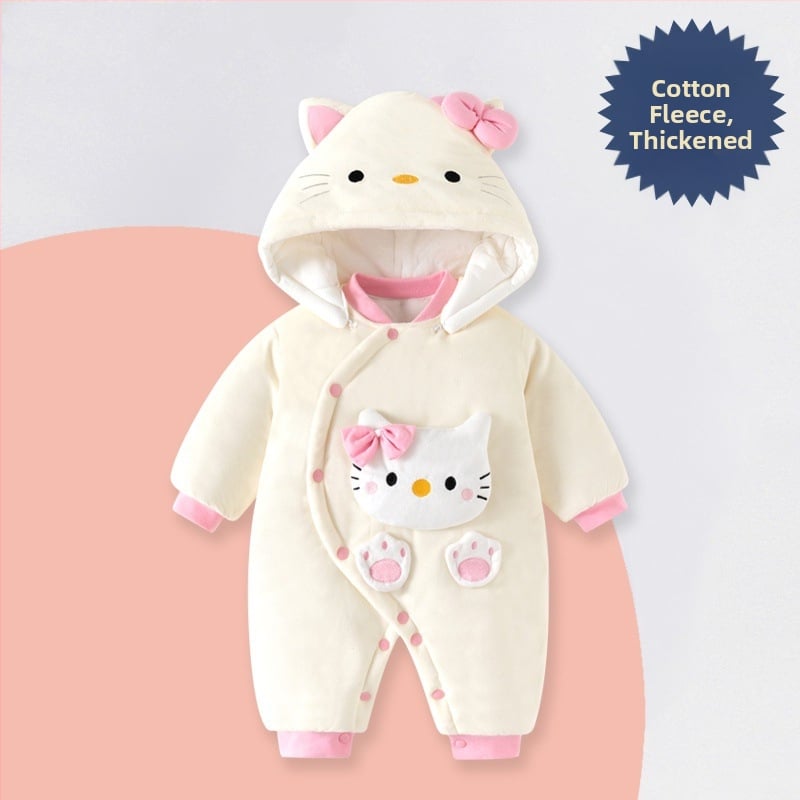 Žiemos storas kūdikio kombinezonas su nuimamu gobtuvu, ilgom rankovėm