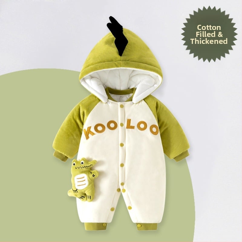 Žiemos storas kūdikio kombinezonas su nuimamu gobtuvu, ilgom rankovėm