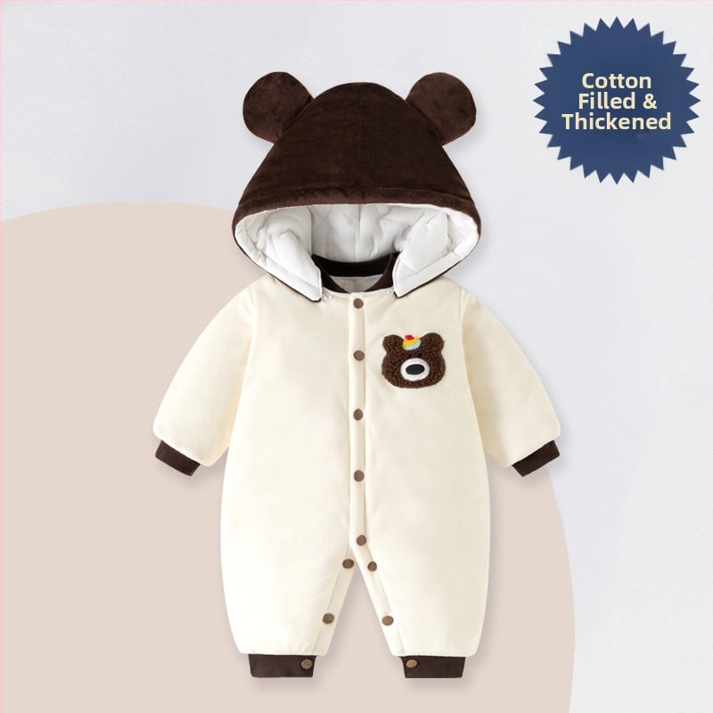 Žiemos storas kūdikio kombinezonas su nuimamu gobtuvu, ilgom rankovėm