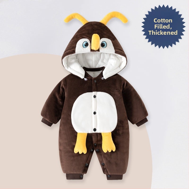 Žiemos storas kūdikio kombinezonas su nuimamu gobtuvu, ilgom rankovėm