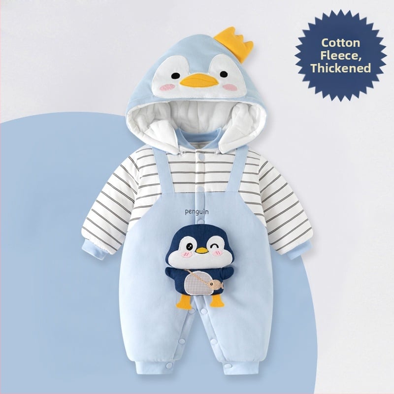 Žiemos storas kūdikio kombinezonas su nuimamu gobtuvu, ilgom rankovėm