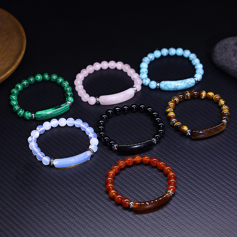 Ling shi dabīgā akmens rokassprādze, urbānais stils, universālais stils, apaļas pērlītes, rokdarbs