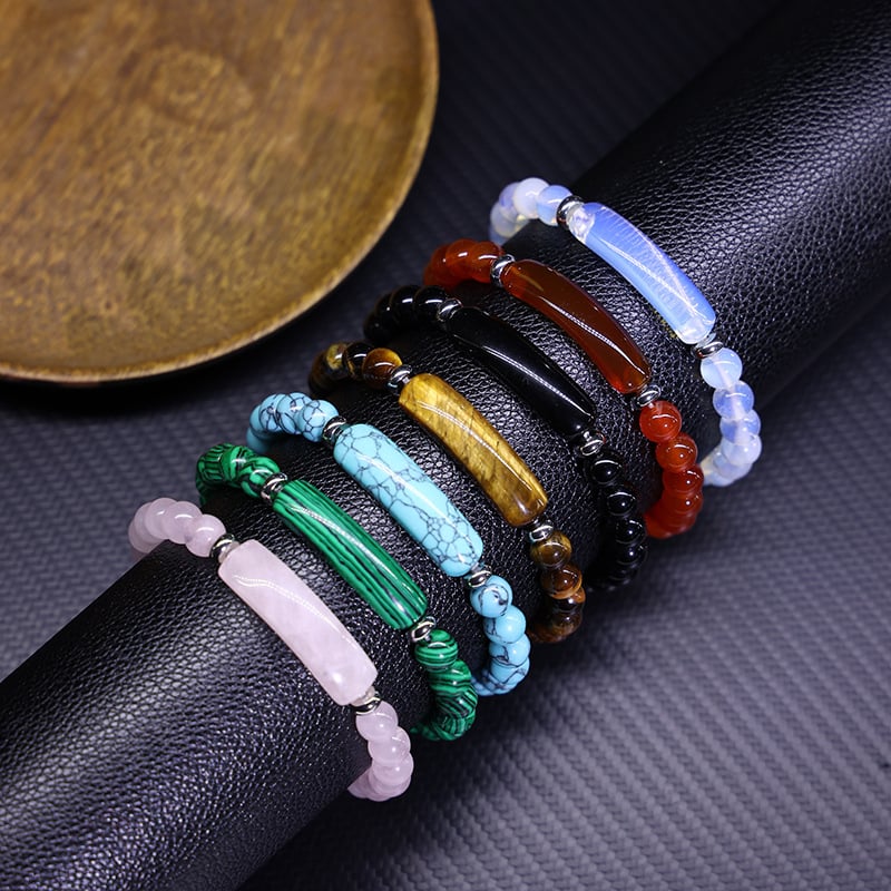 Ling shi dabīgā akmens rokassprādze, urbānais stils, universālais stils, apaļas pērlītes, rokdarbs