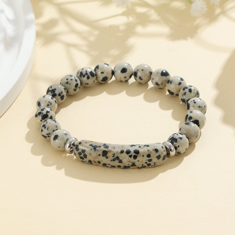 Ling shi dabīgā akmens rokassprādze, urbānais stils, universālais stils, apaļas pērlītes, rokdarbs