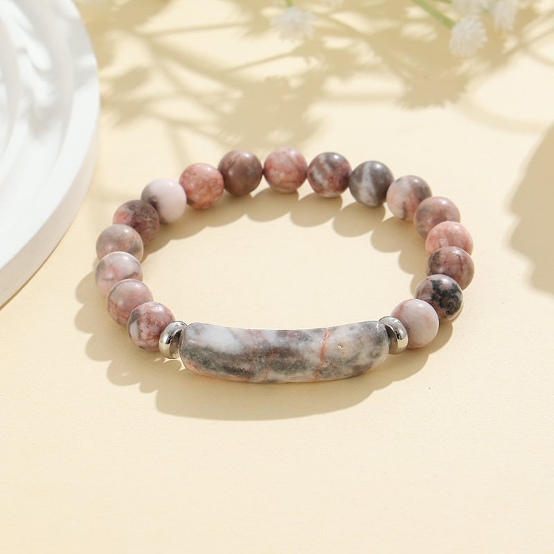 Ling shi dabīgā akmens rokassprādze, urbānais stils, universālais stils, apaļas pērlītes, rokdarbs