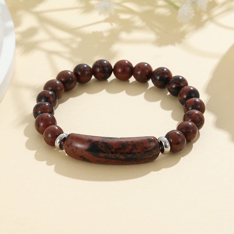 Ling shi dabīgā akmens rokassprādze, urbānais stils, universālais stils, apaļas pērlītes, rokdarbs