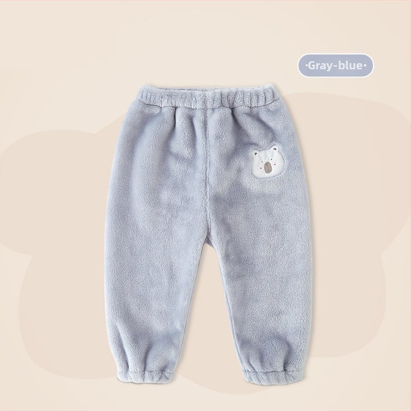 Vaikų flisinės kelnes su koralo velūru audiniu, 100% poliesteris, vidurinis juosmuo, kelnių ilgis, švelnus apdailos