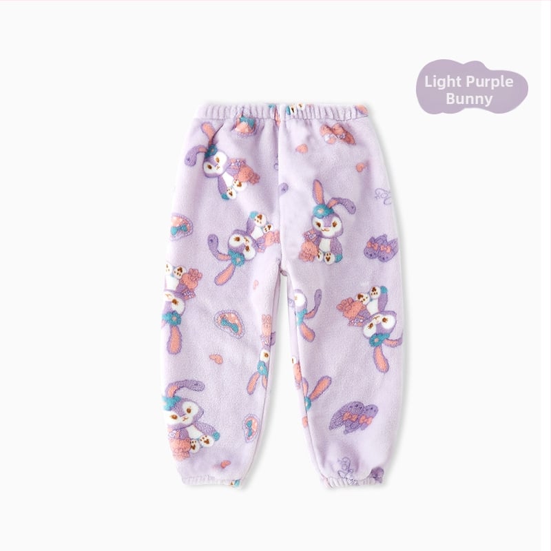 Vaikų flisinės kelnes su koralo velūru audiniu, 100% poliesteris, vidurinis juosmuo, kelnių ilgis, švelnus apdailos