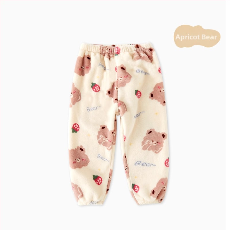 Vaikų flisinės kelnes su koralo velūru audiniu, 100% poliesteris, vidurinis juosmuo, kelnių ilgis, švelnus apdailos