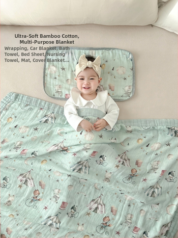 Keturių sluoksnių bambukinis-pamukinis pledas kūdikiams, saugos klasė A