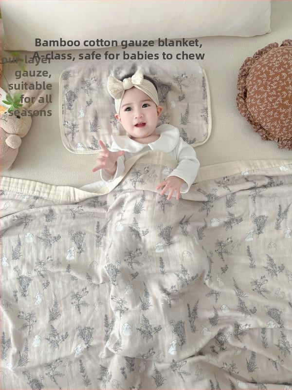 Keturių sluoksnių bambukinis-pamukinis pledas kūdikiams, saugos klasė A