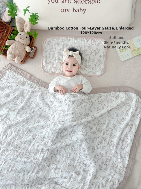 Keturių sluoksnių bambukinis-pamukinis pledas kūdikiams, saugos klasė A