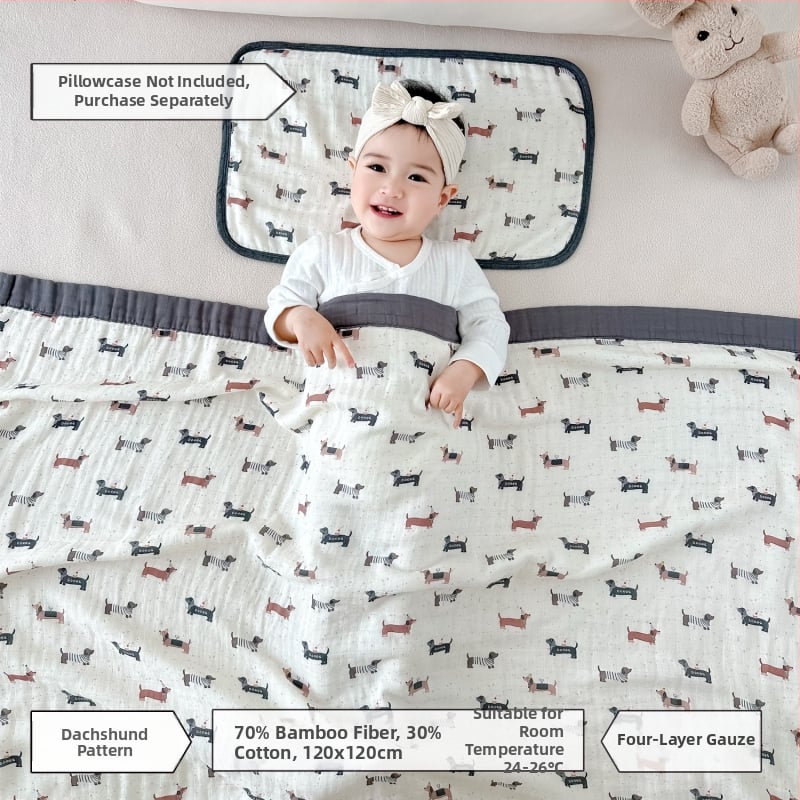 Keturių sluoksnių bambukinis-pamukinis pledas kūdikiams, saugos klasė A