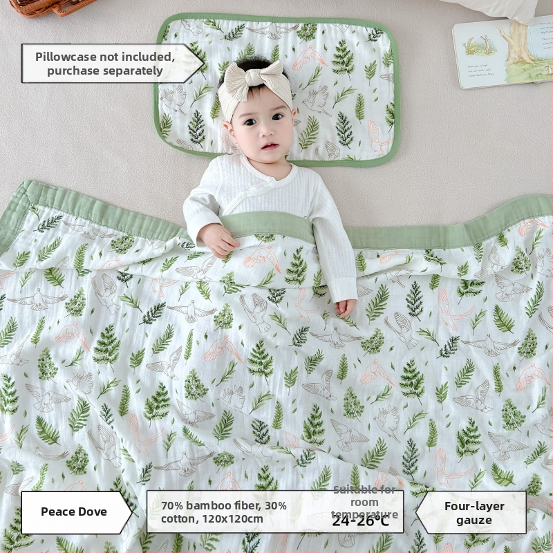 Keturių sluoksnių bambukinis-pamukinis pledas kūdikiams, saugos klasė A