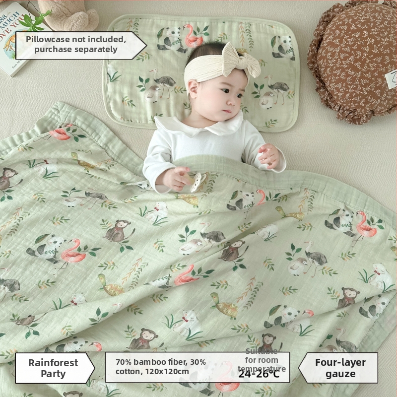 Keturių sluoksnių bambukinis-pamukinis pledas kūdikiams, saugos klasė A
